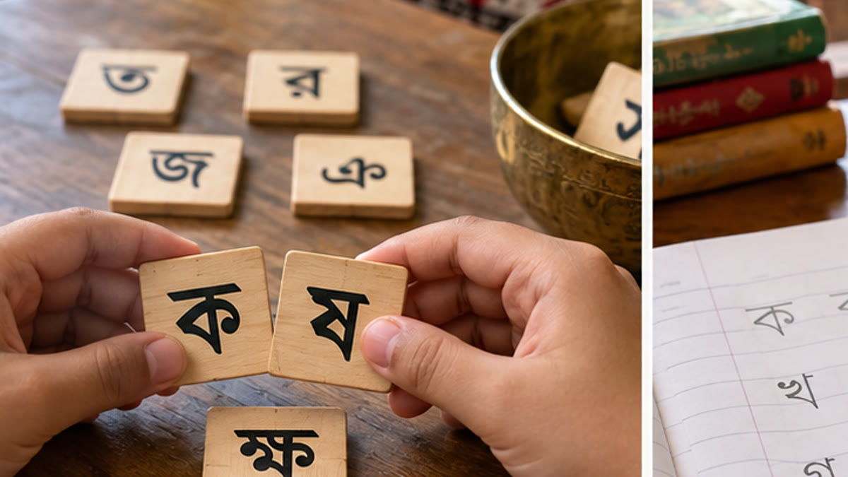 যুক্তবর্ণ কীভাবে ভাঙে: ক্ষ, জ্ঞ আর বাকিগুলো বিষয়ের বাস্তবধর্মী শিক্ষামূলক ছবি